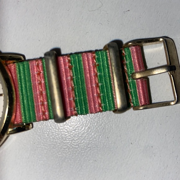 pink and green watch with gold and white watch face - Picture 4 of 5